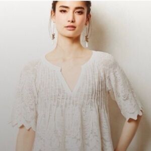 Anthropologie meadow rue White Lace Blouse